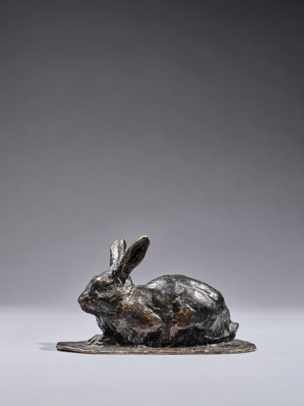 Roger GODCHAUX: Lying Rabbit, Bronze
signed "Roger Godchaux", on the base
Stamped by Susse Frères, Paris, lost wax, on the base
The only known edition, according to our current state of our knowledge
H. 9 x L. 15 x W. 8 cm.
 - Xavier Eeckhout